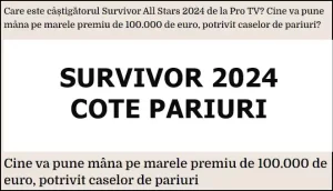 cote pariuri cine va castiga survivor all star 2024