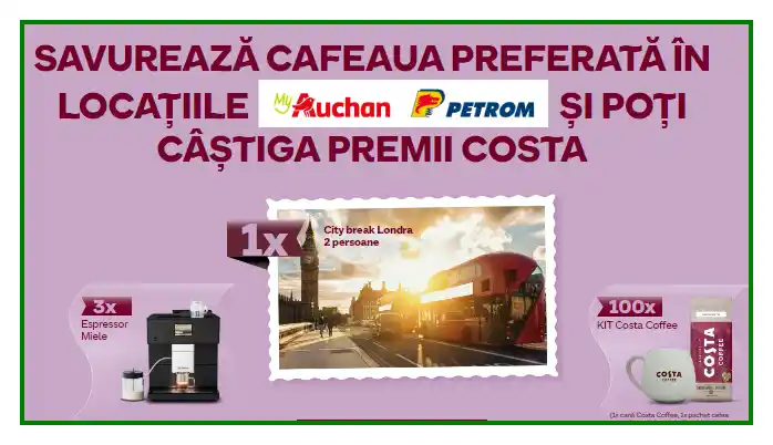 câștigă o vacanta la Londra concurs petrom coffee costa