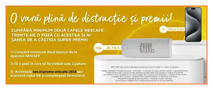 câștigătorii concurs nescafe 2024 iphone 15 si boxe jbl