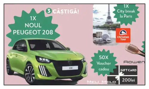 câștigători concurs meli melo 25 de ani Peugeot 208,