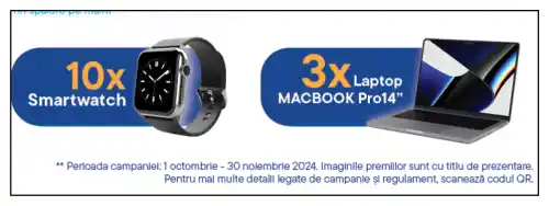 Câștigă 10 smartwatch-uri Apple Watch SE sau unul dintre cele 3 laptopuri Apple MacBook Pro 14