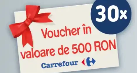 Câștigă unul dintre cele 30 vouchere de cumpărături Carrefour în valoare de 500 de lei fiecare